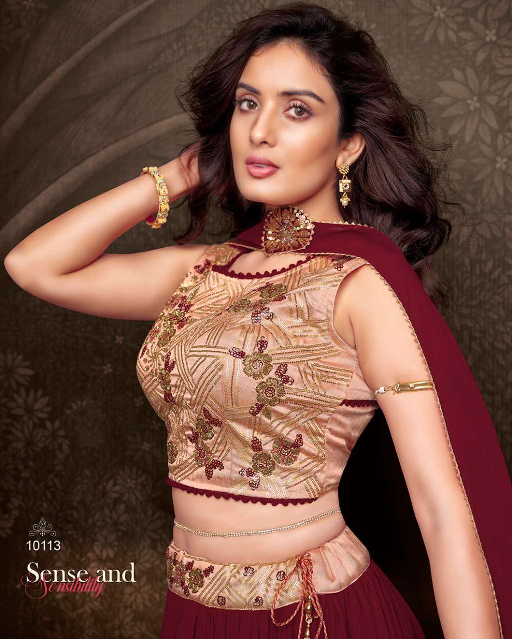 Lily And Lali-tyohar-georgette-handwork-choli-cups-with-inner-georgette-fancy-skirt-attached-dupatta-With Choli-2 Designs-10113-C